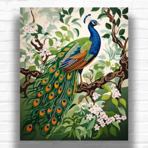 Peacock in Spring Garden - Paint by Numbers Kit