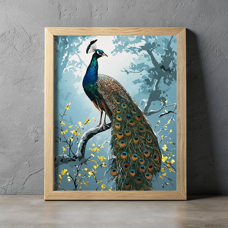 Peacock on a Branch - Paint by Numbers
