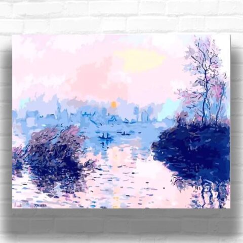 Sunset on the Seine at Lavacourt by Claude Monet 1880 - Famous Art Paint by Numbers