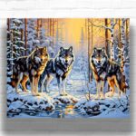Three Wolves in Snowy Forest - Paint by Numbers Kit