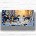 Winter Wolf Pack Paint by Number – Extra Large Canvas Kits for Adults