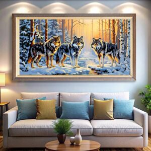 Winter Wolf Pack Paint by Numbers – Extra Large Canvas Kits for Adults