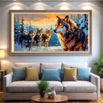 Wolf Pack at Sunset Paint by Numbers – Extra Large Winter Art