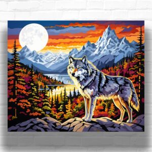 Wolf in Mountain - Wolf Paint by Number Kits