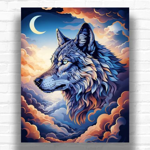Wolf in the Clouds - Wolf Paint by Number Kits