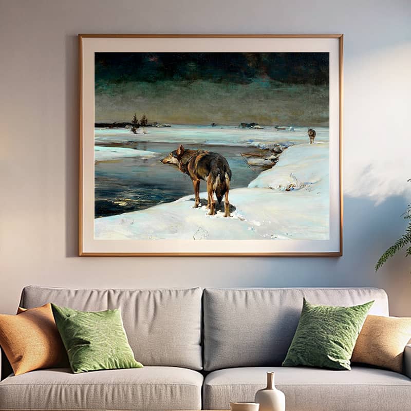 Wolves at Night by Alfred Kowalski 1910 Paint by Number – Winter Animal Art