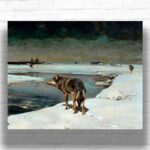 Wolves at Night by Alfred Kowalski 1910 Paint by Numbers – Winter Animal Art