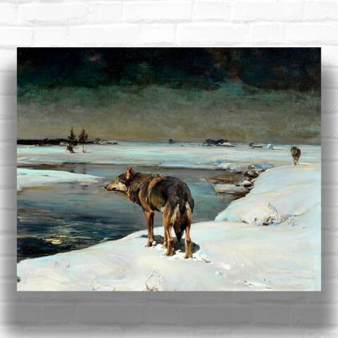 Wolves at Night by Alfred Kowalski 1910 Paint by Numbers – Winter Animal Art