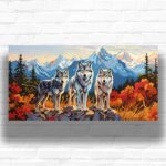 Wolves on Mountain Paint by Number – Extra Large Canvas Wildlife Art
