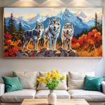 Wolves on Mountain Paint by Numbers – Extra Large Canvas Wildlife Art