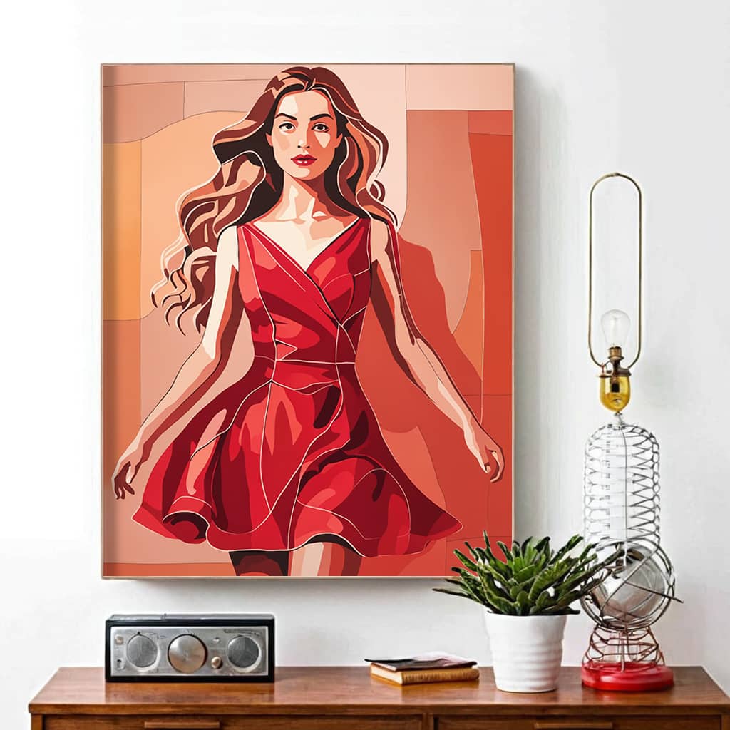A Lady in Red - Paint by Number