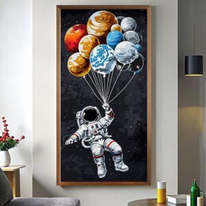 Astronaut with Planet Balloons - Extra Large Paint by Number
