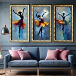 Ballet Dancers in Motion 3 Panels - Paint by Numbers 3 Panel