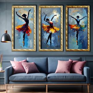 Ballet Dancers in Motion 3 Panels - Paint by Numbers 3 Panel
