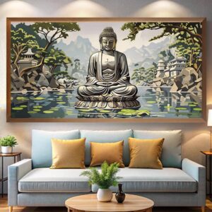 Buddha in Lotus Pond - Extra Large Paint by Number
