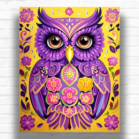 Colorful Floral Owl - Paint by Numbers Kit
