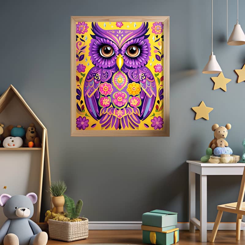Colorful Floral Owl - Paint by Numbers