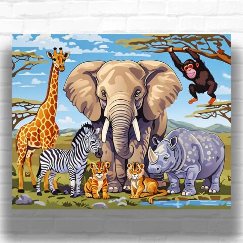 Funny African Animals - Paint by Numbers African Animals