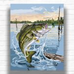 Largemouth Bass Jumping - Paint by Numbers Kit Largemouth Bass Jumping - Paint by Numbers Kit