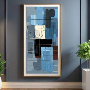 Navy and Cream Shapes - Large Abstract Paint by Numbers