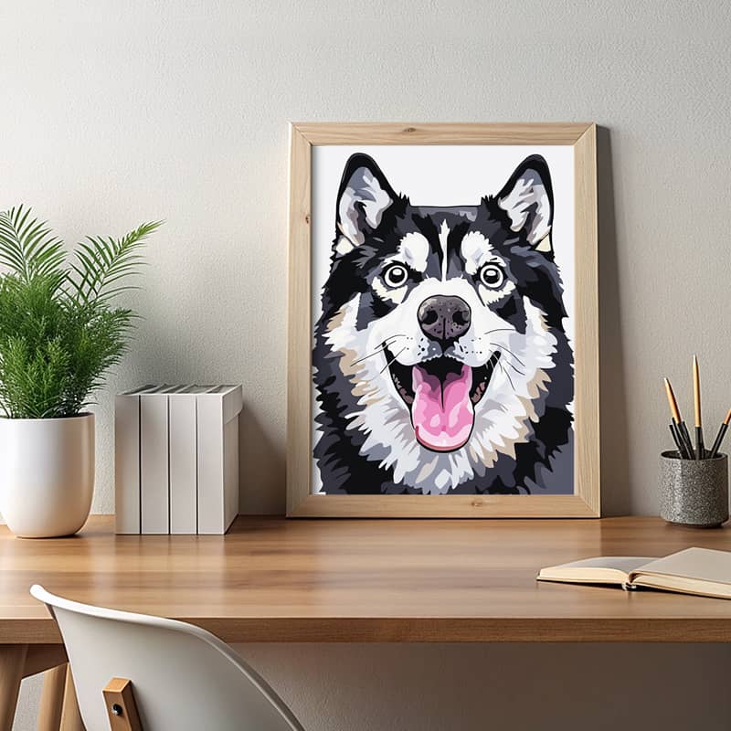 Portrait of Surprised Husky - Paint by Numbers