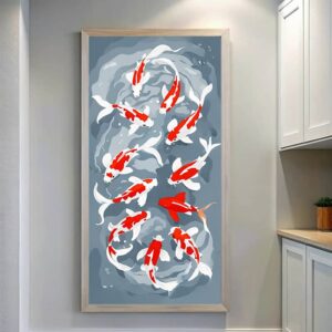 Red White Koi Fish Dance - Largest Paint by number Kits