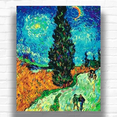 Road with Cypress and Star by Vincent van Gogh 1890 - Famous Paintings Paint by Numbers