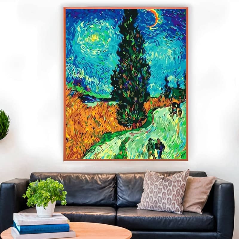 Road with Cypress and Star by Vincent van Gogh 1890 - Paint by Numbers Kit