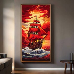 Scarlet Sails at Sunset - Paint by Numbers Large Canvas