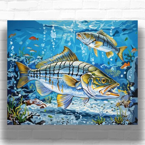 Sea Bass Fish - Fish Paint by Number Kit