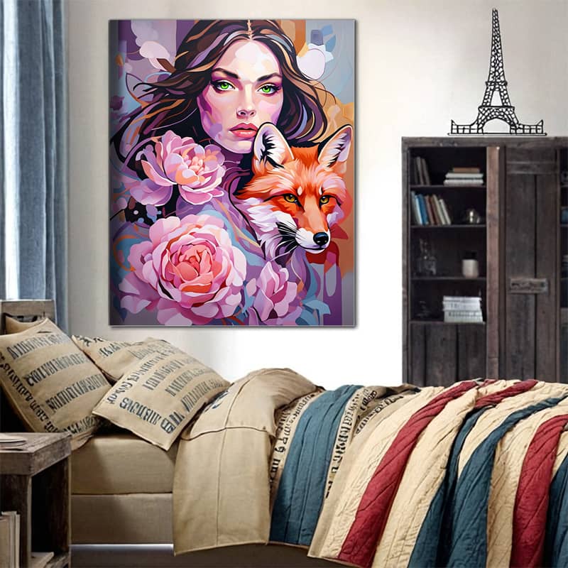 Woman and Fox Paint by Number – Surreal Fantasy Art