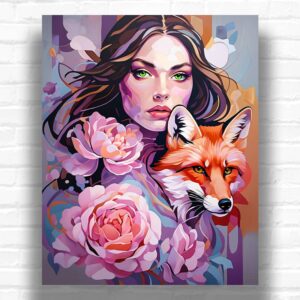 Woman and Fox Paint by Numbers – Surreal Fantasy Art