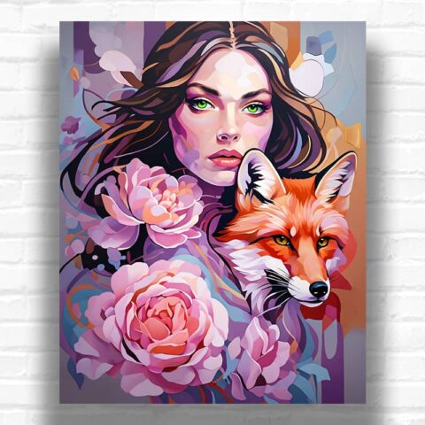 Woman and Fox Paint by Numbers – Surreal Fantasy Art