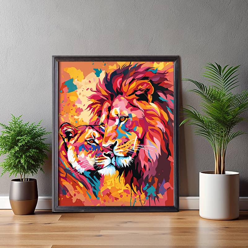 A Couple of Lions in Love - Paint by Numbers Kit
