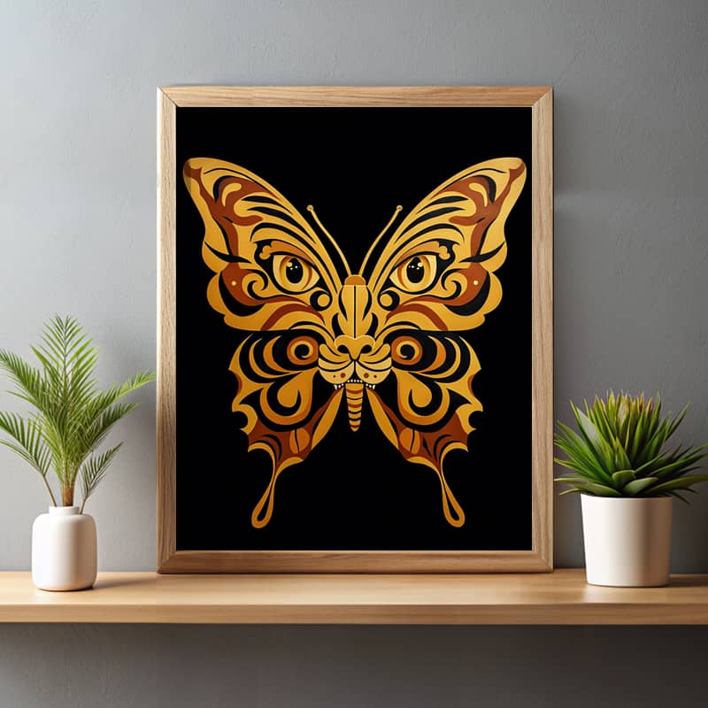 Abstract Tiger Face Butterfly Paint by Number - Butterfly Surreal Art