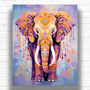 Asian Elephant at the Flower Holiday - Paint by Numbers Kit