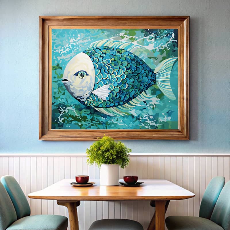 Big Blue Fish Paint by Number - Surrealism Fish Painting