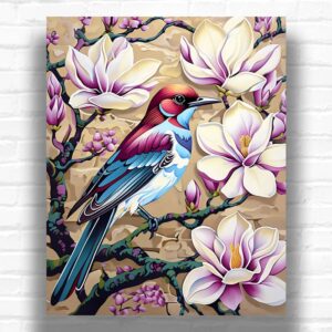 Bird on a Magnolia Branch - Bird Paint by Number Kit