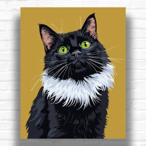 Black and White Cat - Cat Paint by Number Kit