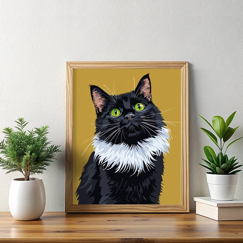Black and White Cat - Paint by Numbers Kit