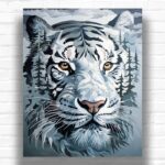 Black and White Tiger Silhouette Paint by Numbers - Double Exposure Wildlife Art