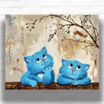 Bored Cats Paint by Numbers Kit – Cartoon Blue Cat Art