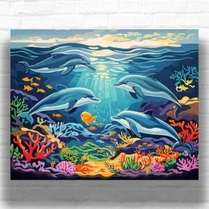 Dolphins and Coral Reefs - Paint by Number Kit