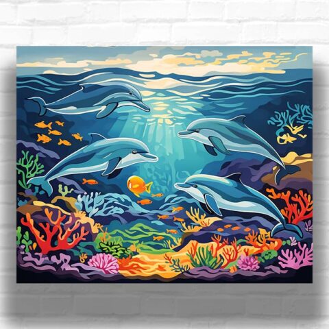 Dolphins and Coral Reefs - Paint by Number Kit