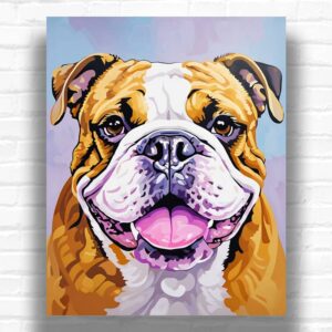 Happy English Bulldog Portrait - Dog Paint by Numbers Kit