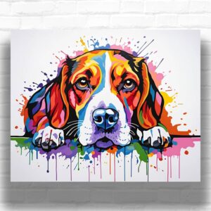 Rainbow Beagle Splash - Dog Paint by Numbers Kit