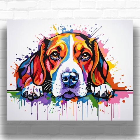 Rainbow Beagle Splash - Dog Paint by Numbers Kit