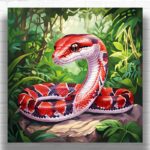 Red Coral Snake Paint by Numbers – Square Canvas Tropical Animal Art