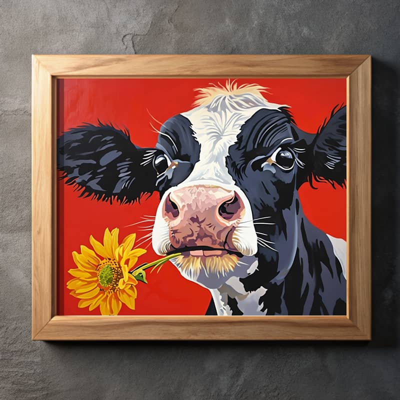 Cow with Sunflower - Painting by Numbers