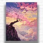 Blooming Pink Tree over Abyss - Paint by Numbers Kit